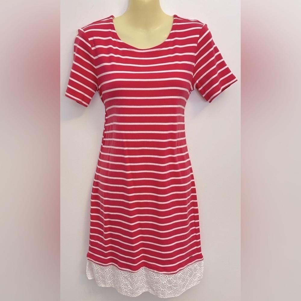 Tommy Hilfiger Pink and White Striped T-shirt Dress size S